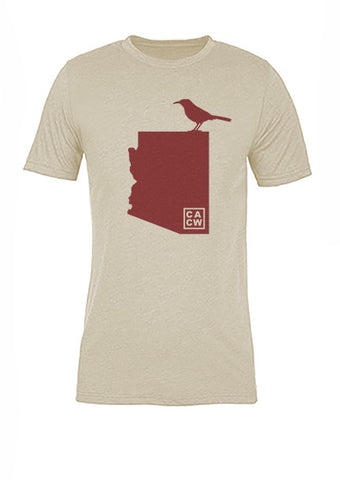 Arizona State Bird Tee/Red on Antique White - Women's