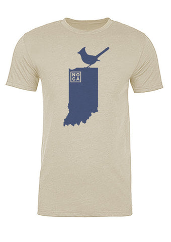 Indiana State Bird Tee/Navy on Antique White - Men's