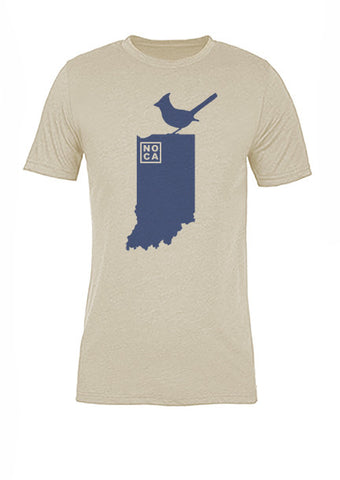 Indiana State Bird Tee/Navy on Antique White - Women's