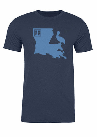 Louisiana State Bird Tee/Light Blue on Navy - Men's