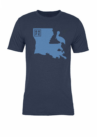 Louisiana State Bird Tee/Light Blue on Navy - Women's