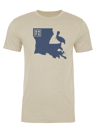 Louisiana State Bird Tee/Navy on Antique White - Men's