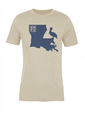Louisiana State Bird Tee/Navy on Antique White - Women's