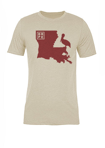 Louisiana State Bird Tee/Red on Antique White - Women's