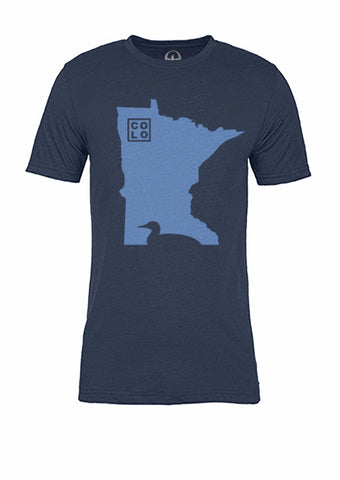 Minnesota State Bird Tee/Light Blue on Navy - Women's