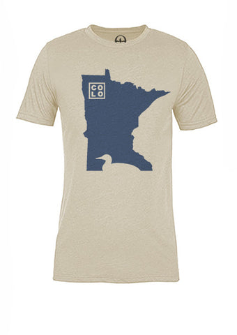 Minnesota State Bird Tee/Navy on Antique White - Women's