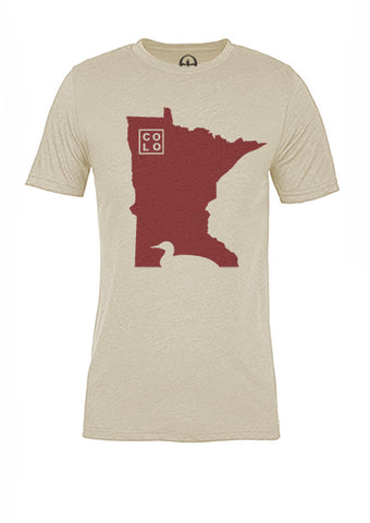 Minnesota State Bird Tee/Red on Antique White - Women's
