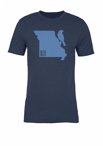 Missouri State Bird Tee/Light Blue on Navy - Women's