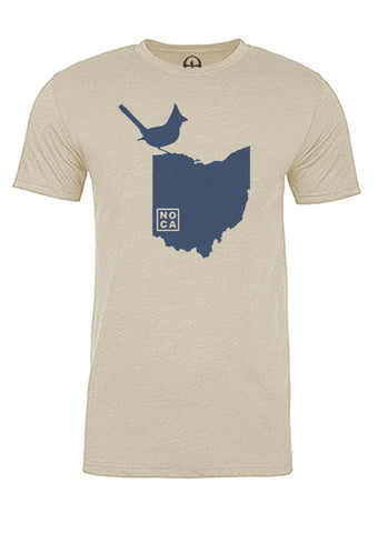 Ohio State Bird Tee/Navy on Antique White - Men's