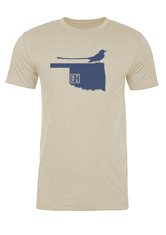 Oklahoma State Bird Tee/Navy on Antique White - Men's